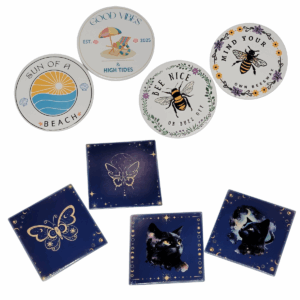 multiple designs of ceramic coaster gifts